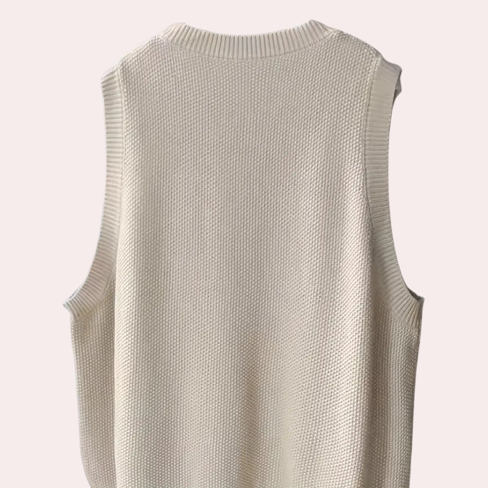 Sleeveless Jumper for Women with Round Neck