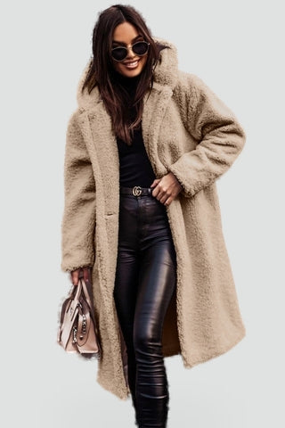 Teddy Coat for Women with Hood and Long Fit