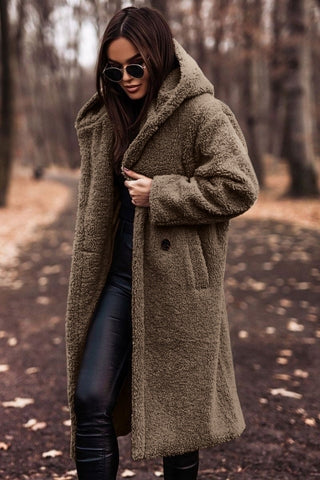 Teddy Coat for Women with Hood and Long Fit