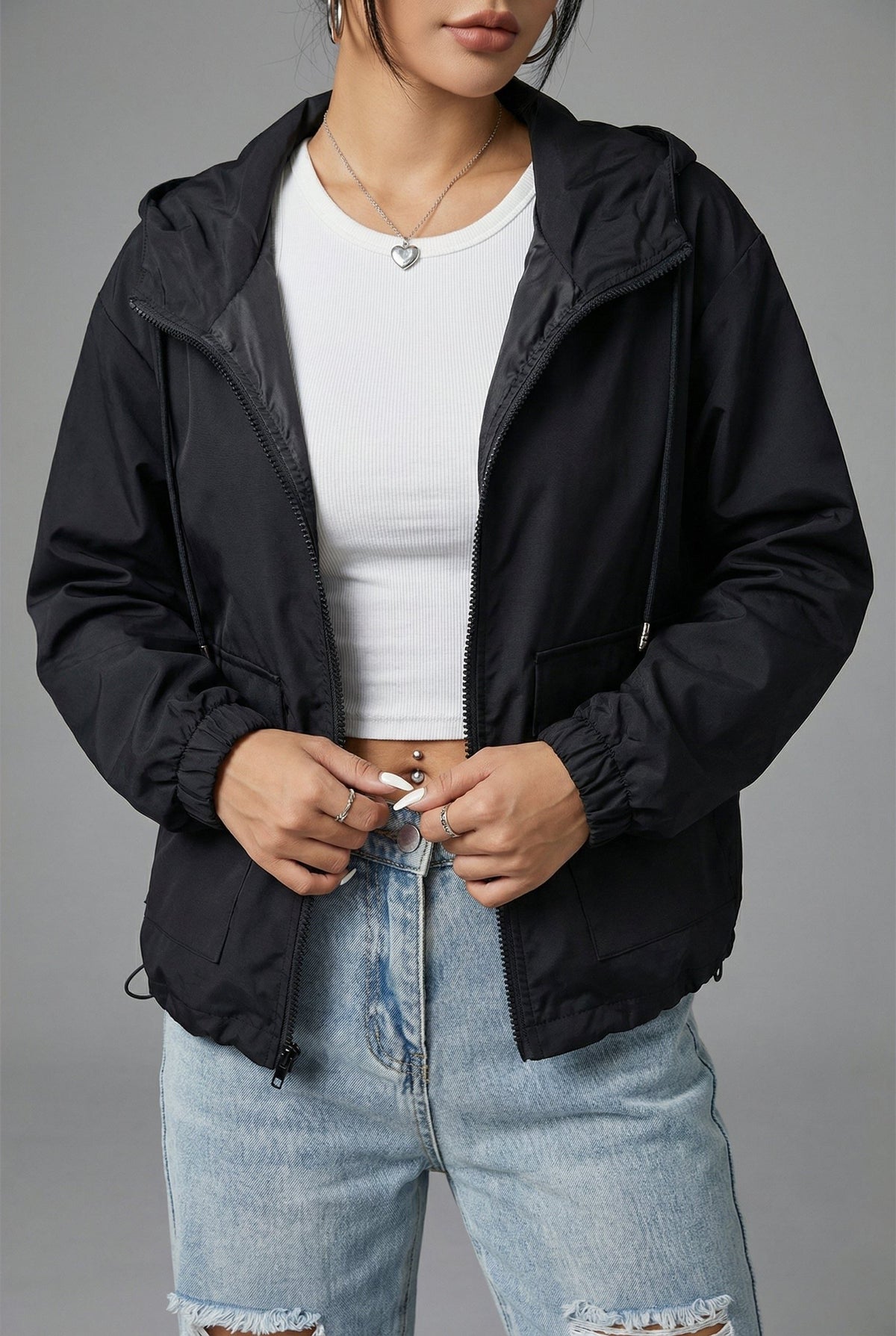 Ladies' Cropped Jacket with Hood