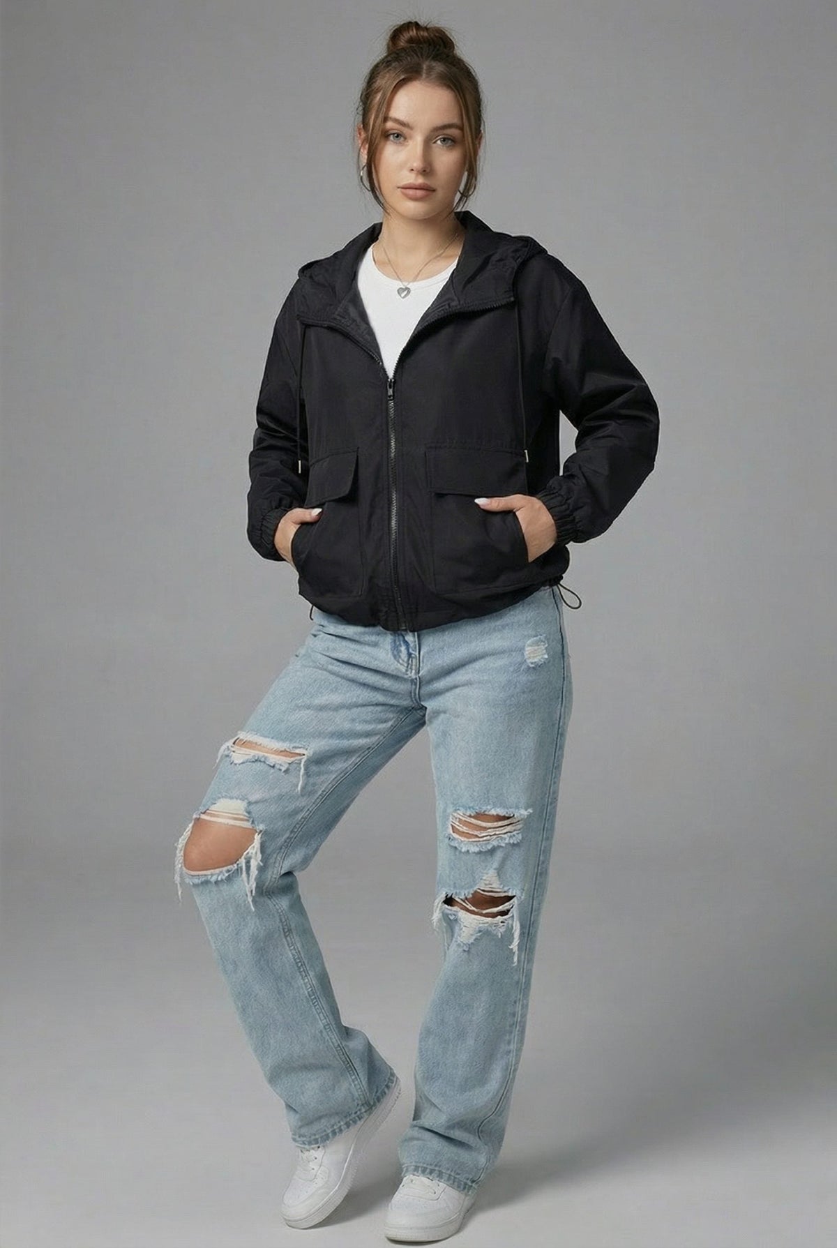 Ladies' Cropped Jacket with Hood