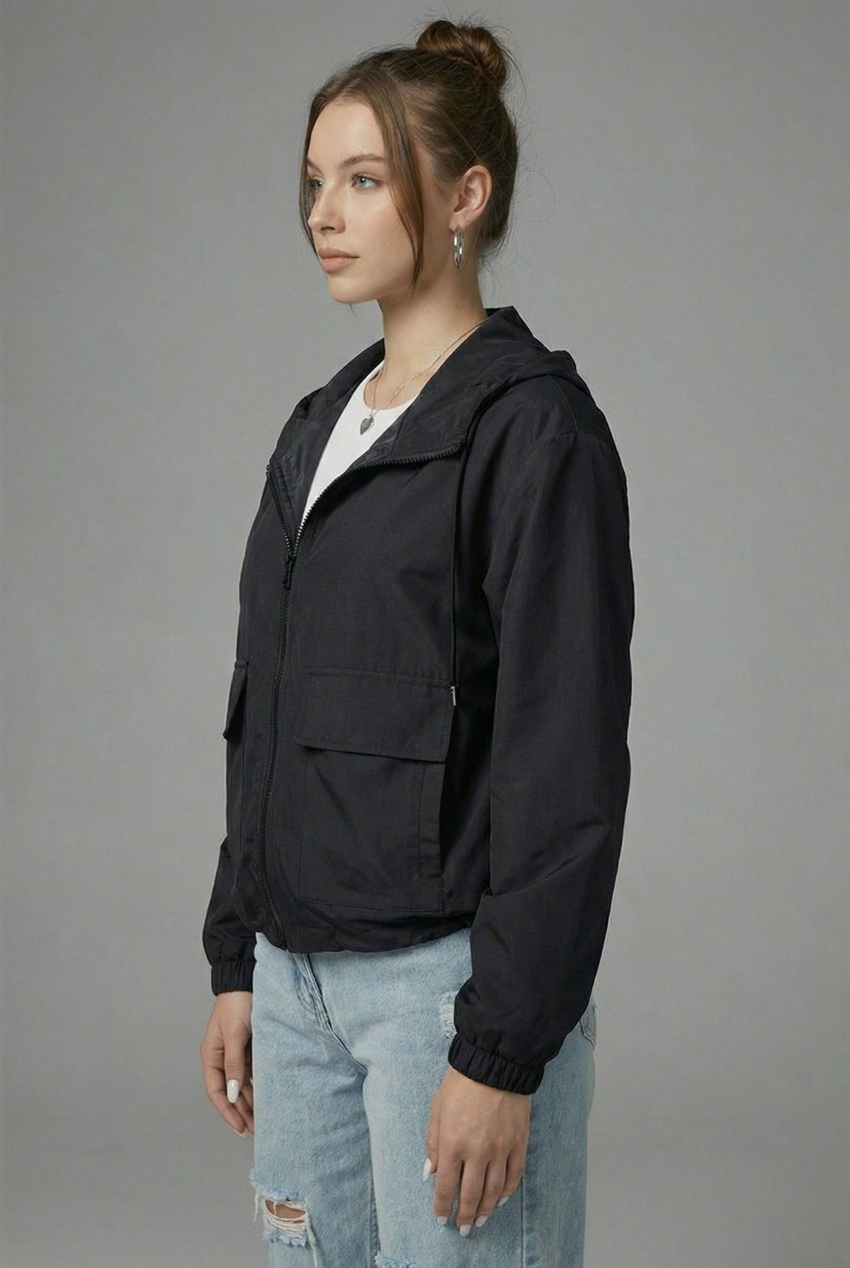 Ladies' Cropped Jacket with Hood