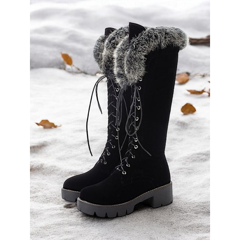 Brenna | Cozy Knee-High Boots with Fur Trim