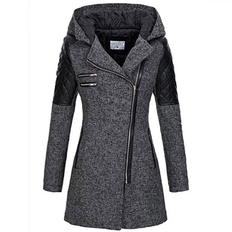 Asymmetrical Zip-Up Hoodie Coat for Women