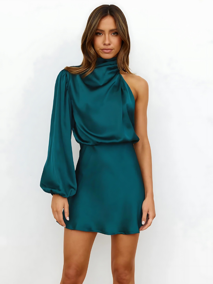One-Shoulder Dress for Women with Asymmetric Neckline