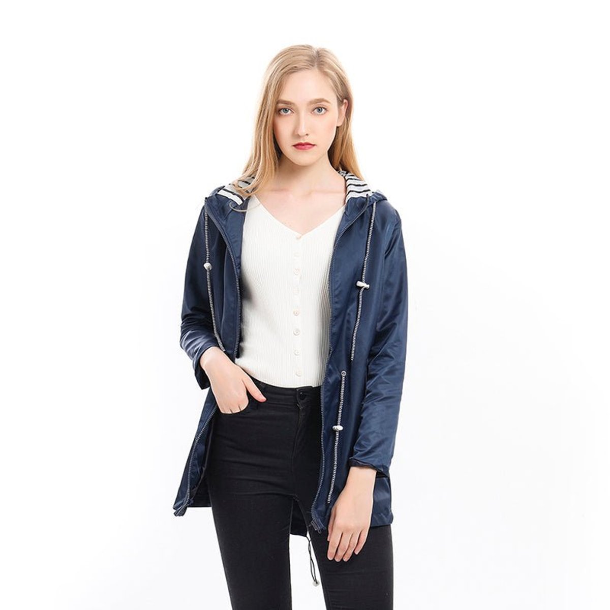 Annika | Women's Water-Repellent Hooded Raincoat with Adjustable Waist