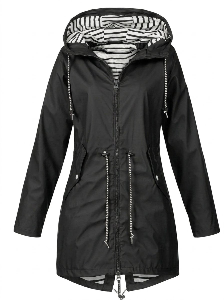 Annika | Women's Water-Repellent Hooded Raincoat with Adjustable Waist