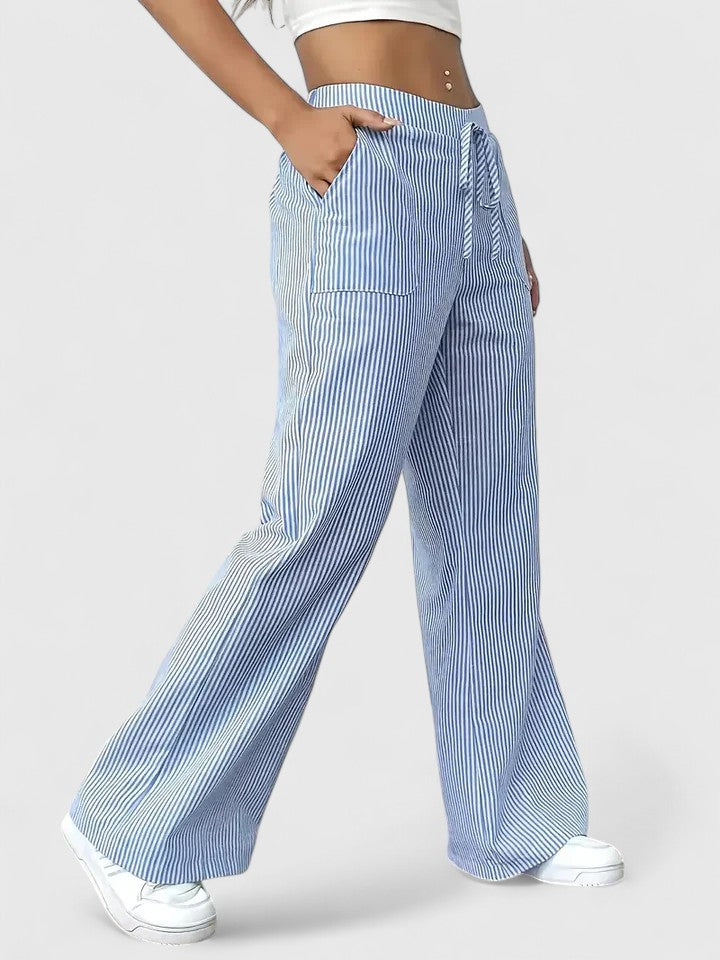 Ladies' Trousers with Elastic Waist and Wide Legs