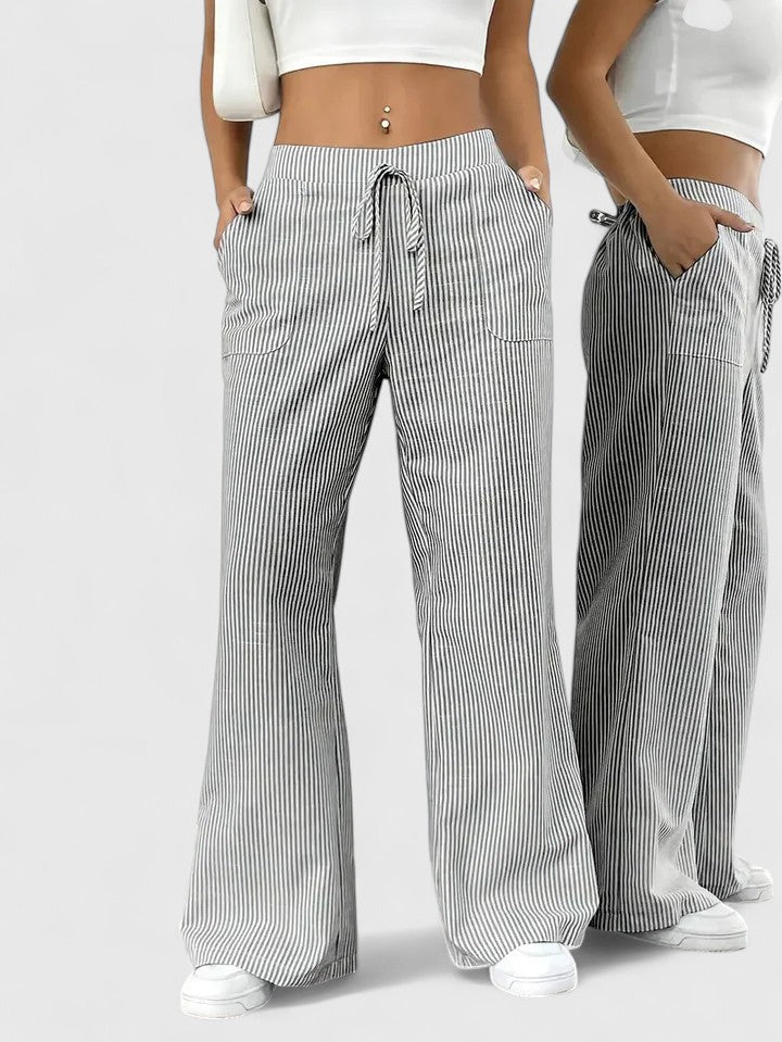 Ladies' Trousers with Elastic Waist and Wide Legs