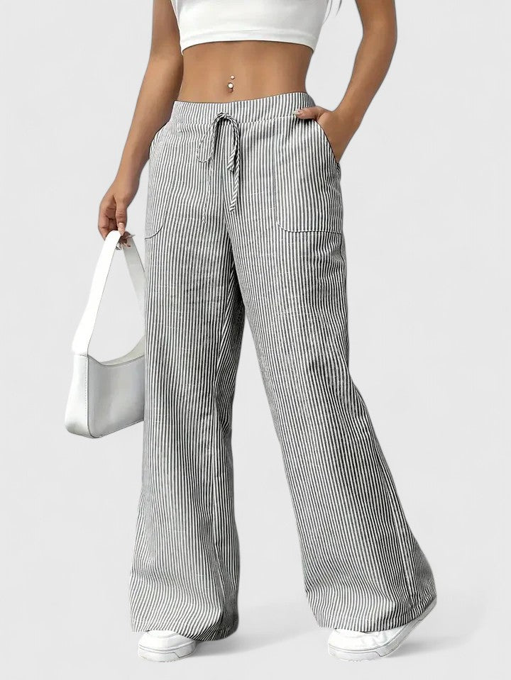 Ladies' Trousers with Elastic Waist and Wide Legs