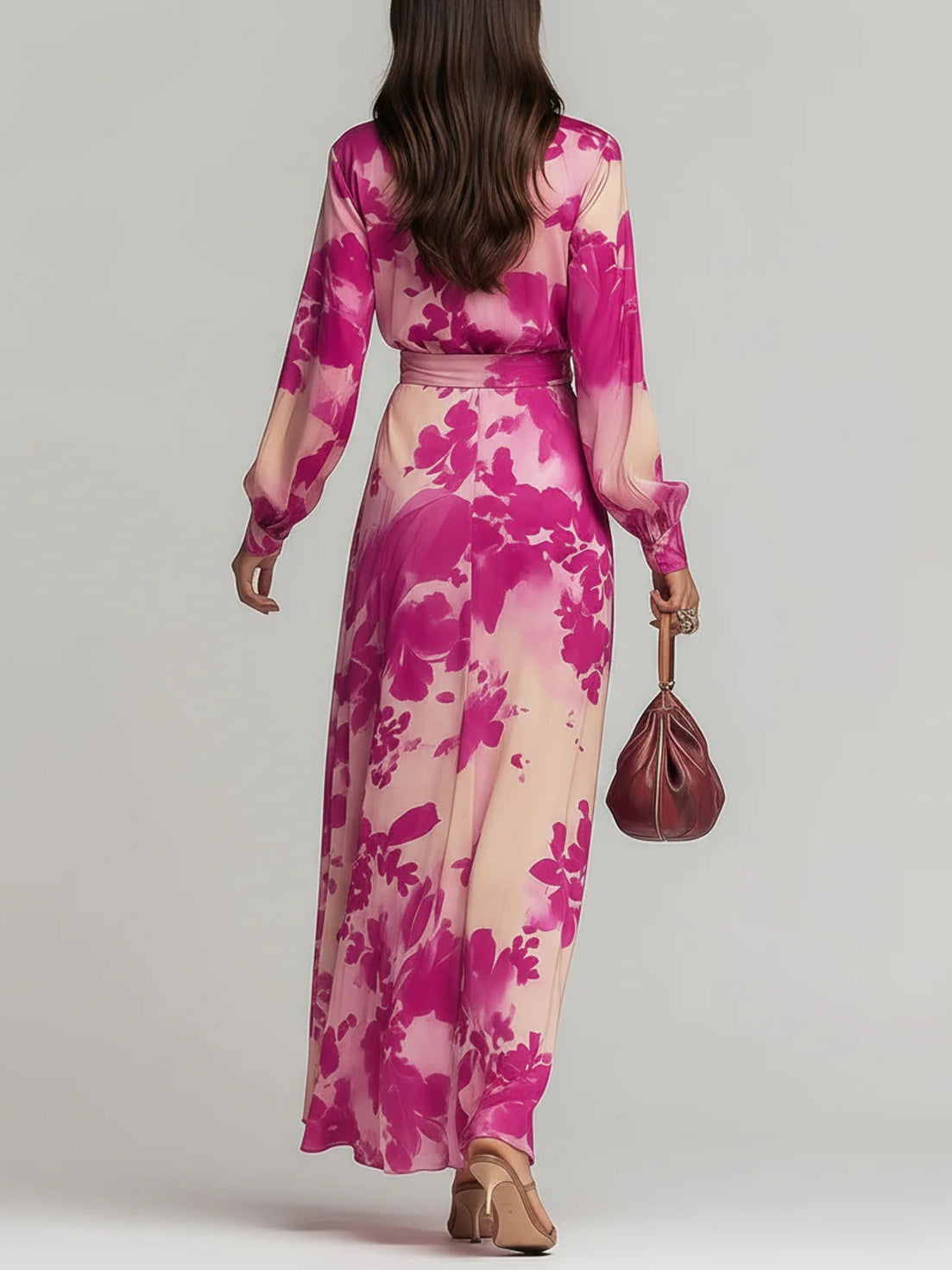 Ladies Chiffon Maxi Dress Floral Print
