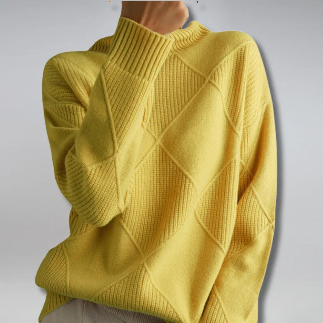 Ladies' Turtleneck with Argyle Pattern and Comfortable Wool