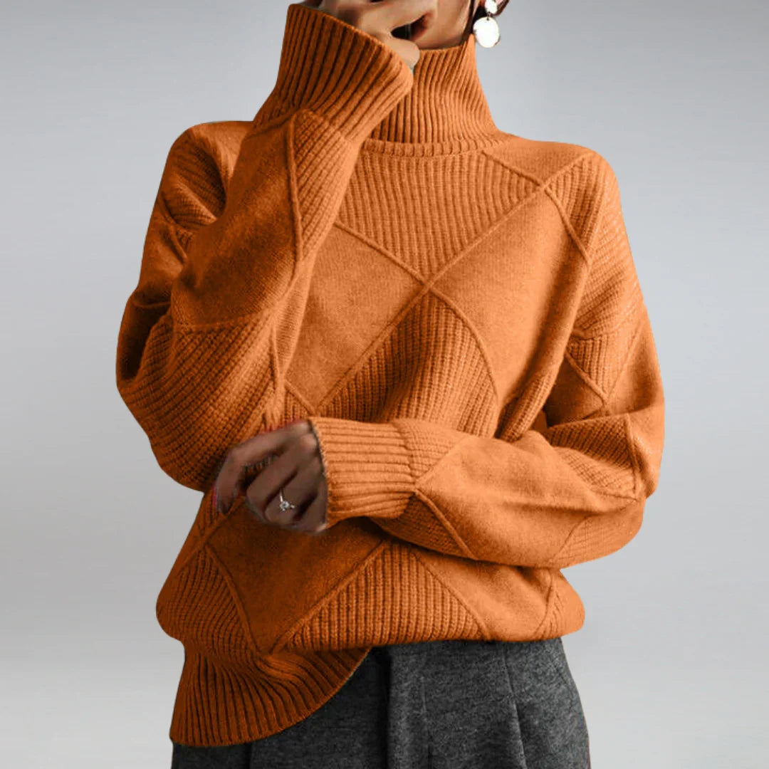Ladies' Turtleneck with Argyle Pattern and Comfortable Wool