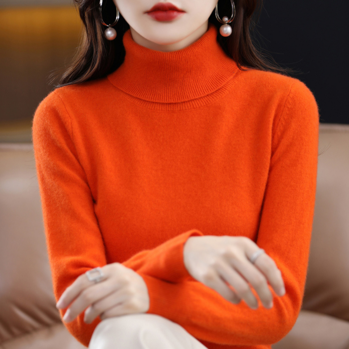 Women's Slim Fit Long Sleeve Turtleneck Sweater