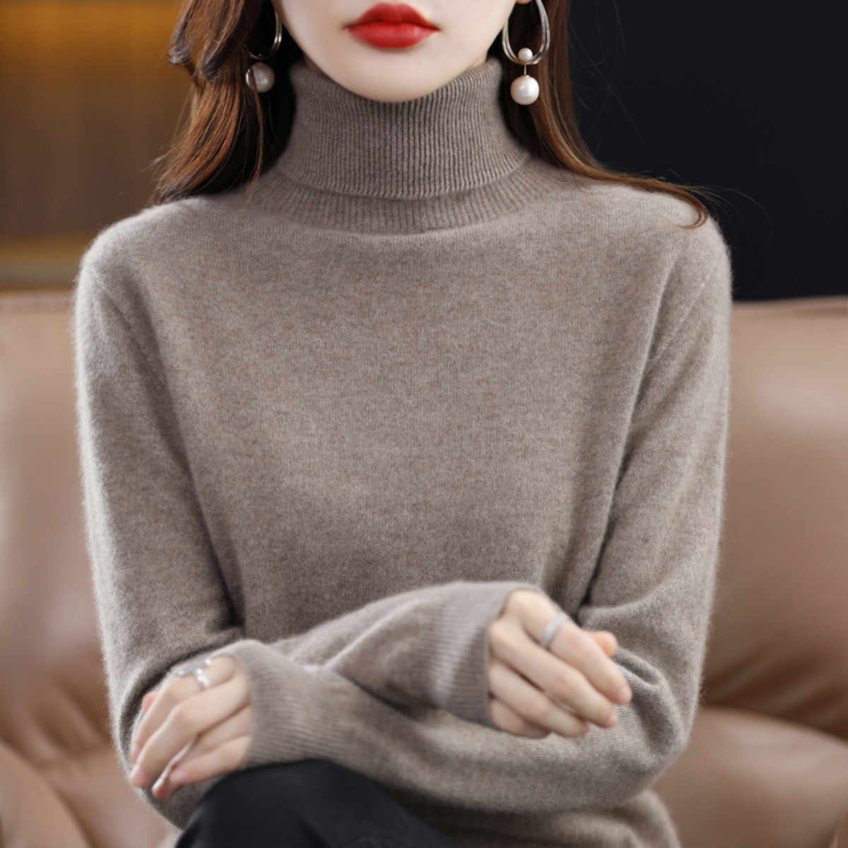 Women's Slim Fit Long Sleeve Turtleneck Sweater