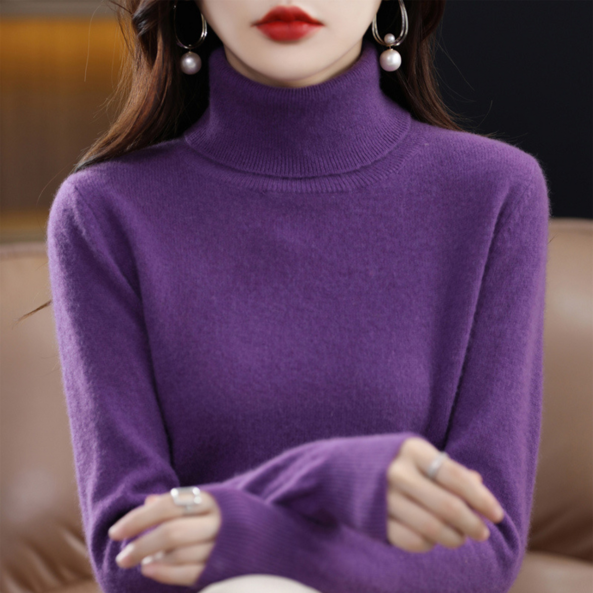 Women's Slim Fit Long Sleeve Turtleneck Sweater