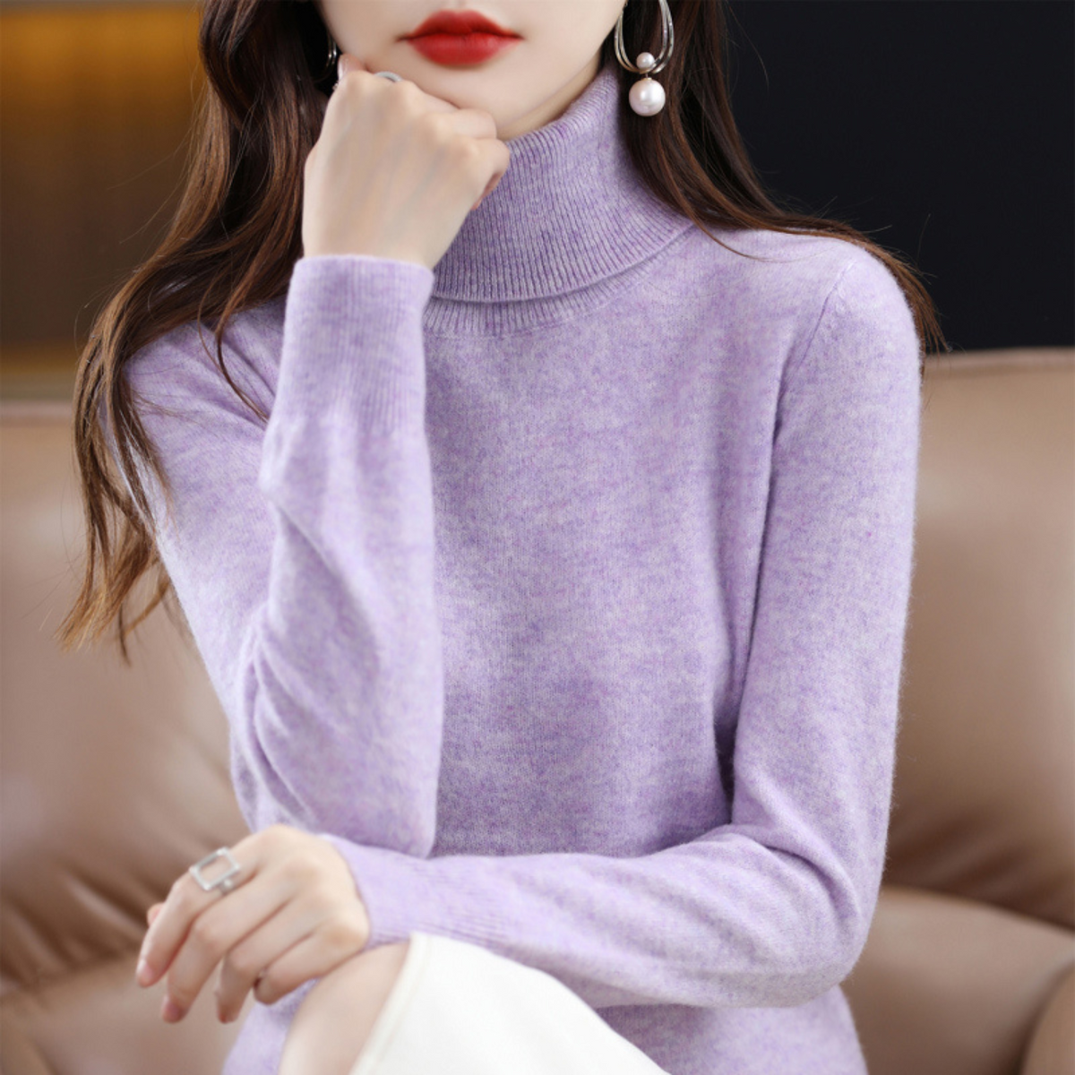 Women's Slim Fit Long Sleeve Turtleneck Sweater