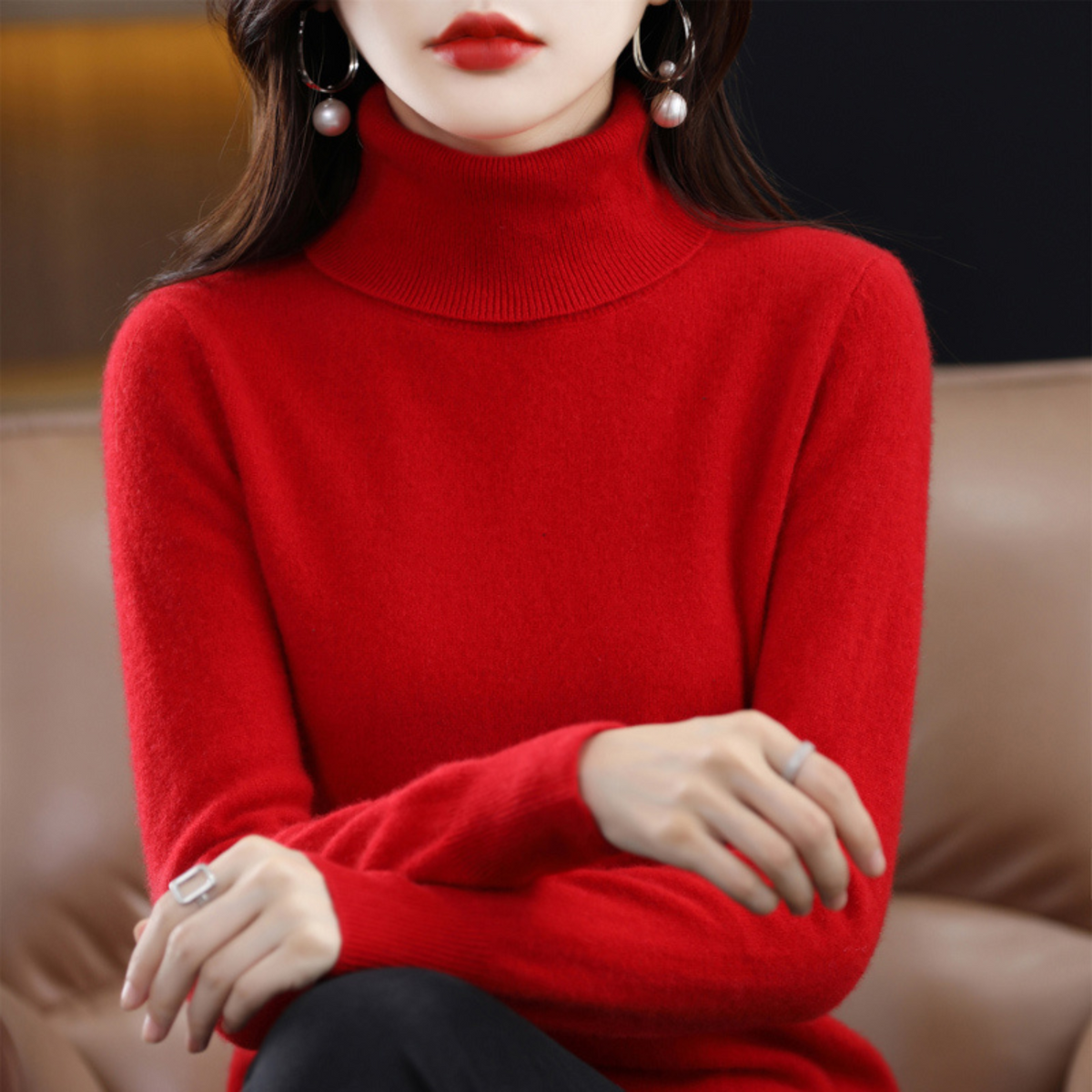 Women's Slim Fit Long Sleeve Turtleneck Sweater