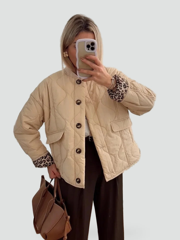 Ladies' Jacket with Leopard Lining for Stylish Autumn and Winter