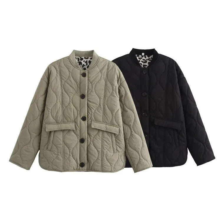 Ladies' Jacket with Leopard Lining for Stylish Autumn and Winter