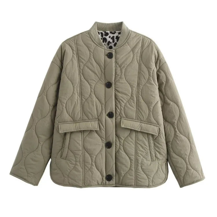 Ladies' Jacket with Leopard Lining for Stylish Autumn and Winter
