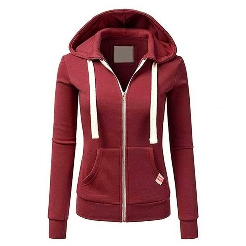 Women's Slim Fit Zip-Up Hoodie with Hood and Long Sleeves