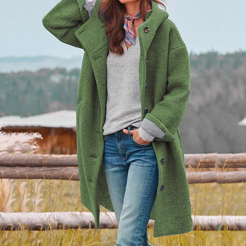 Ladies' Coat with Wool Blend and Hood