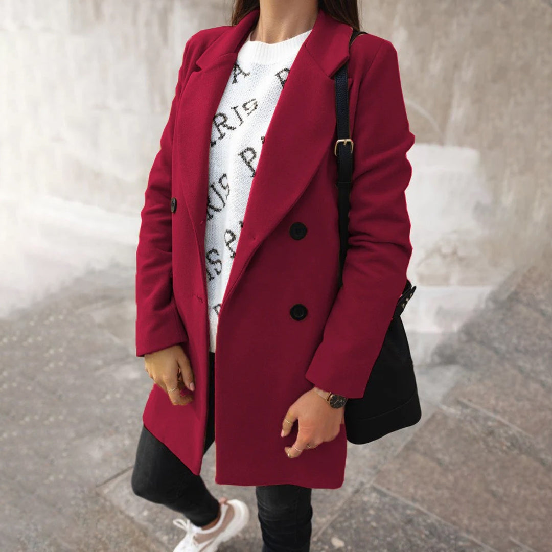 Ladies' Coat with Soft Wool and Refined Collar
