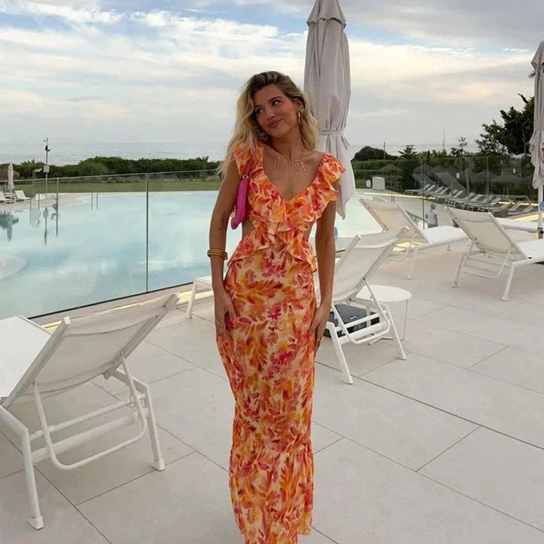Ladies' Maxi Dress with Ruffles