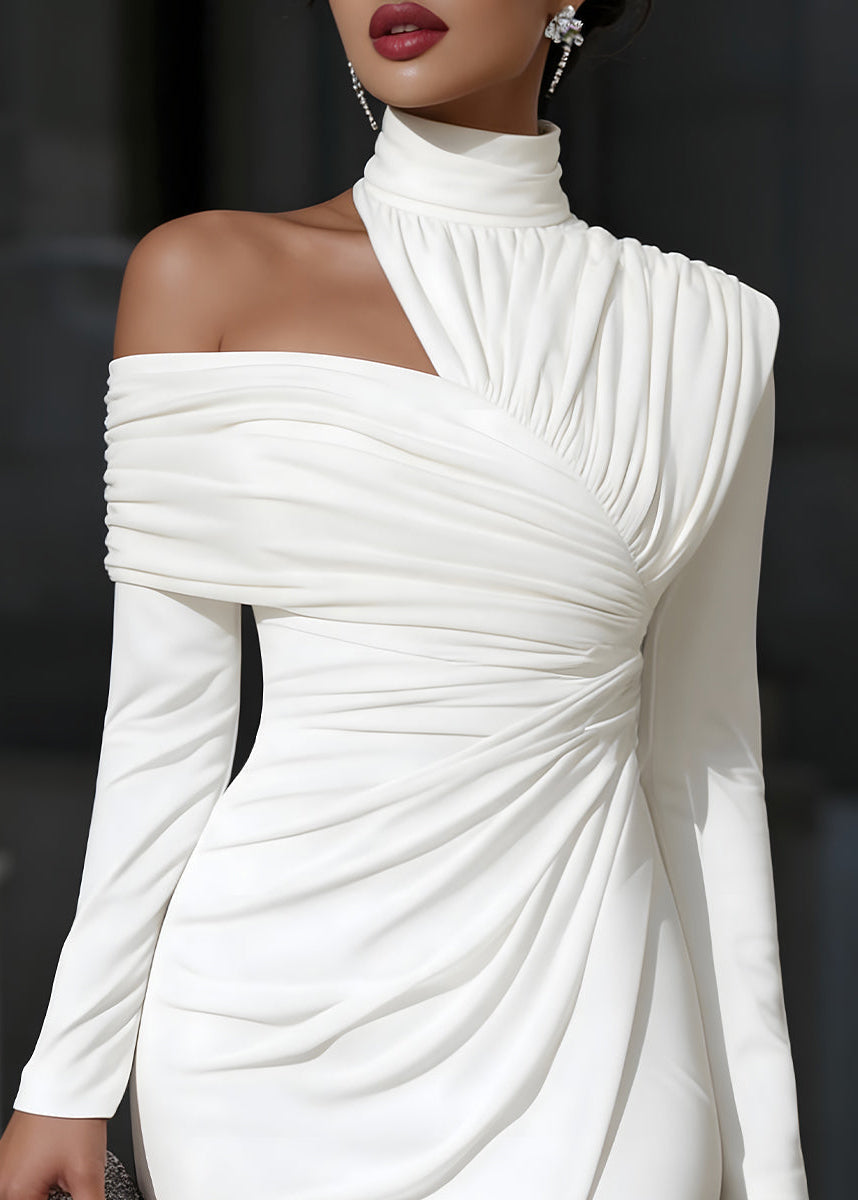 Ladies Off-Shoulder Midi Dress Asymmetrical