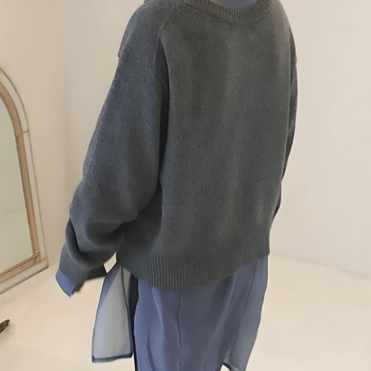 Ladies Oversized Knitted Cardigan with Button Closure and Long Sleeves