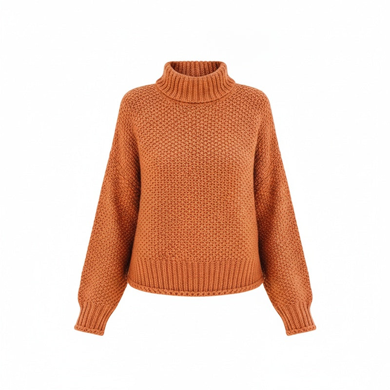Women's Oversized Roll Neck Sweater with Long Sleeves