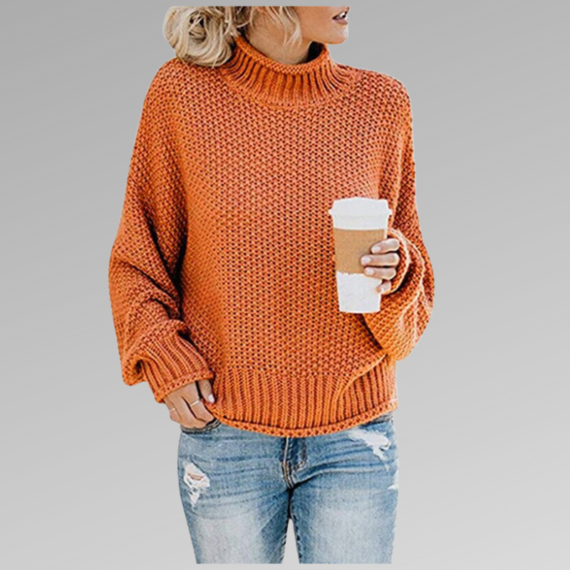 Women's Oversized Roll Neck Sweater with Long Sleeves