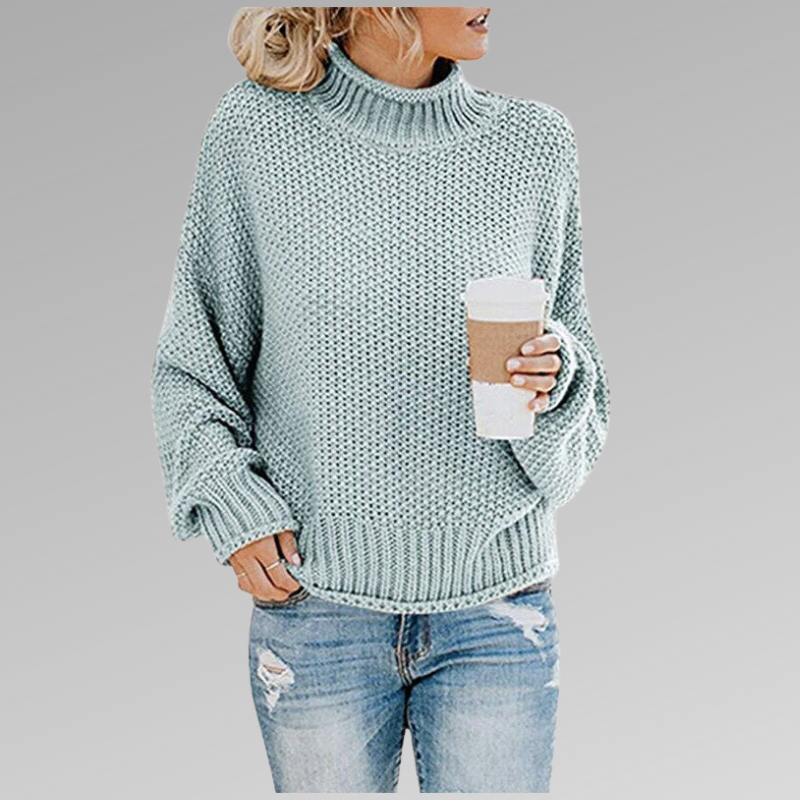Women's Oversized Roll Neck Sweater with Long Sleeves