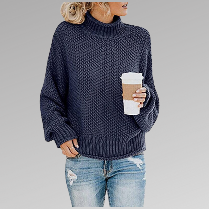 Women's Oversized Roll Neck Sweater with Long Sleeves