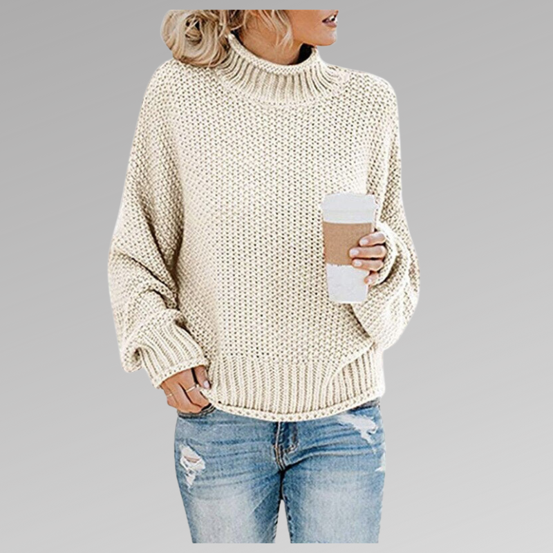 Women's Oversized Roll Neck Sweater with Long Sleeves