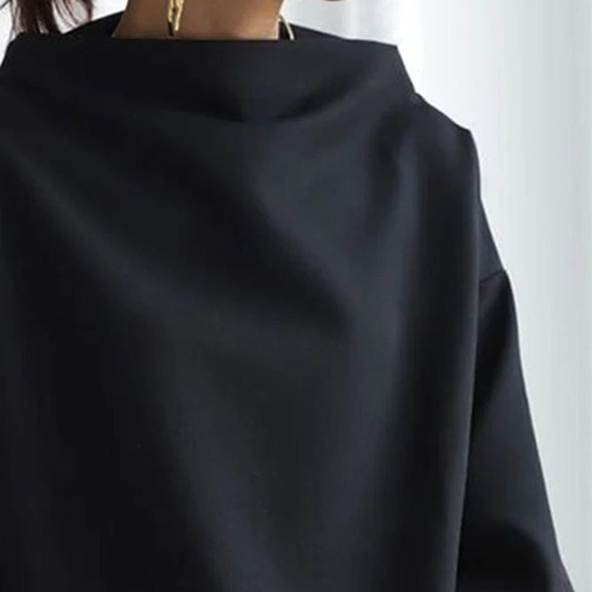 Women's Oversized High-Collar Sweater with Drop Shoulders