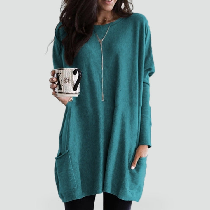 Ladies Oversized Sweater with Round Neck and Pockets