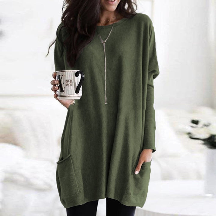 Ladies Oversized Sweater with Round Neck and Pockets