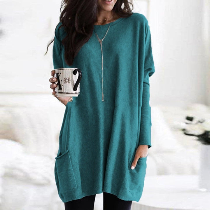 Ladies Oversized Sweater with Round Neck and Pockets