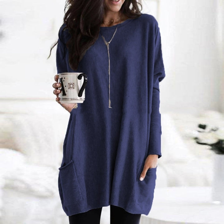 Ladies Oversized Sweater with Round Neck and Pockets