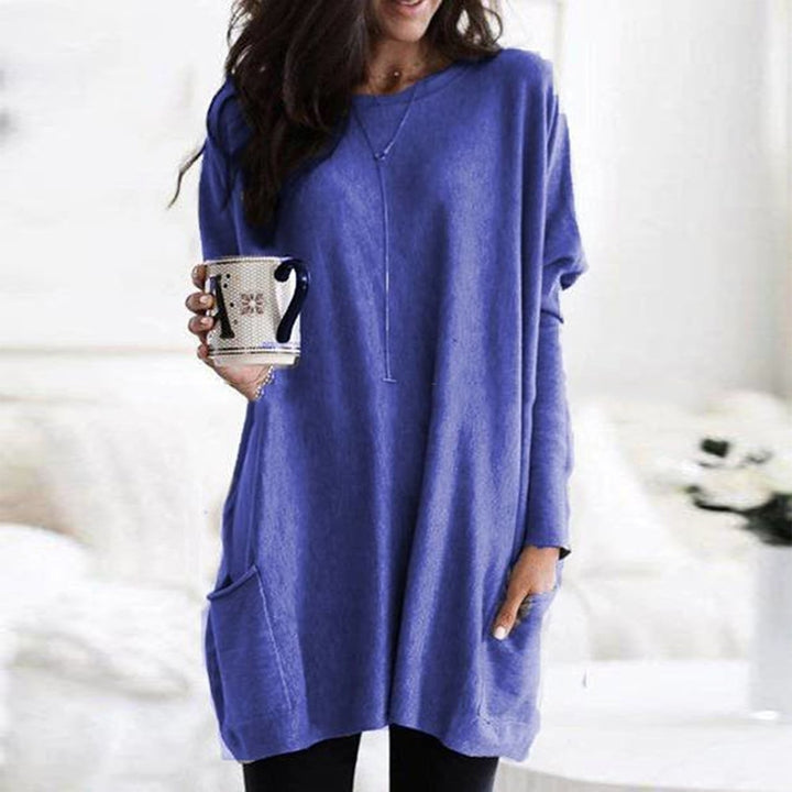 Ladies Oversized Sweater with Round Neck and Pockets