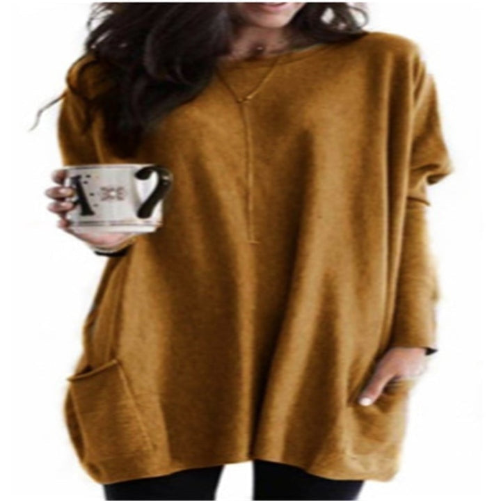 Ladies Oversized Sweater with Round Neck and Pockets