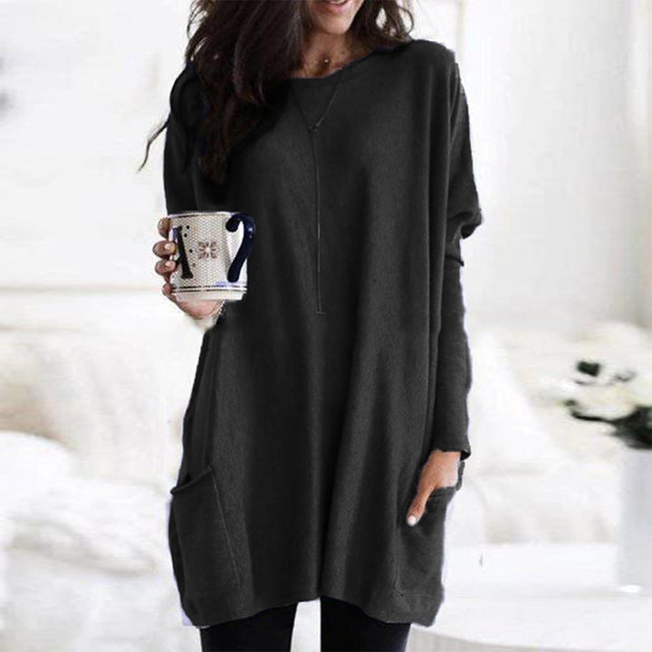 Ladies Oversized Sweater with Round Neck and Pockets