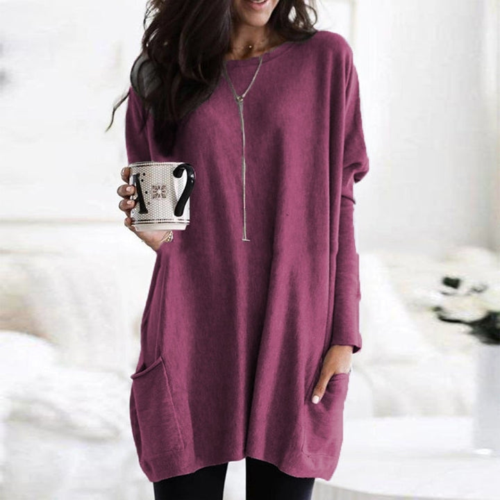 Ladies Oversized Sweater with Round Neck and Pockets