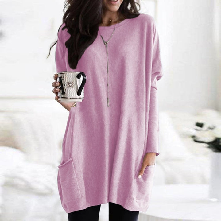 Ladies Oversized Sweater with Round Neck and Pockets