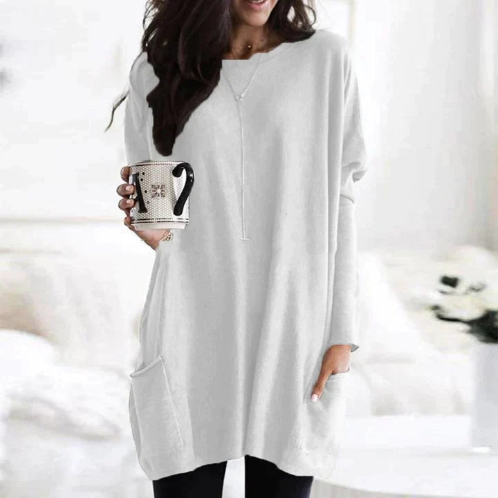 Ladies Oversized Sweater with Round Neck and Pockets