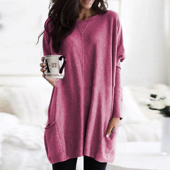 Ladies Oversized Sweater with Round Neck and Pockets