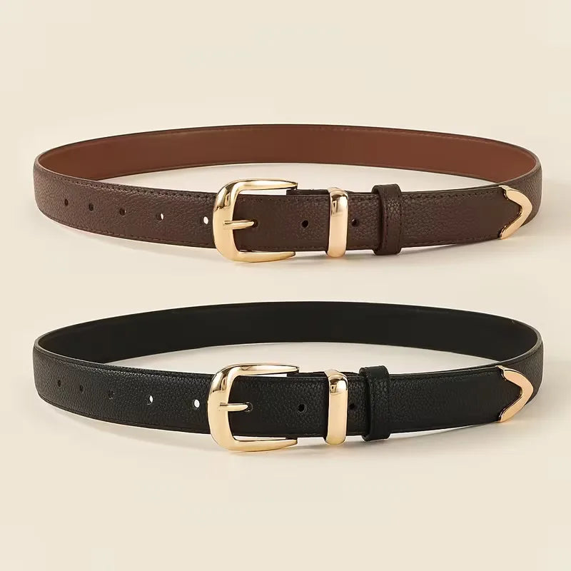 Dames Riem Lychee Textuur Goudkleurige Gesp