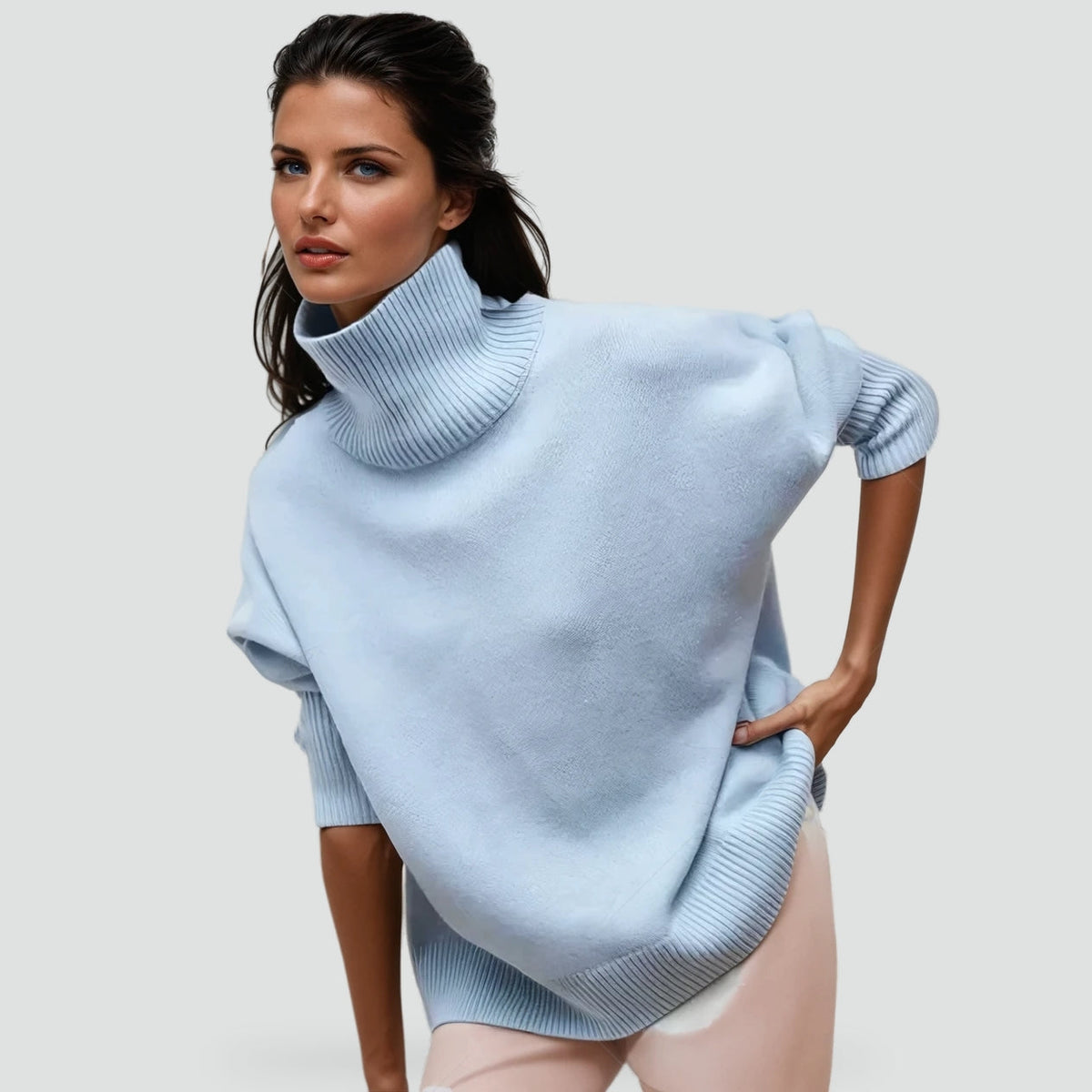 Ladies' Jumper with Roll Neck and Soft Fabric